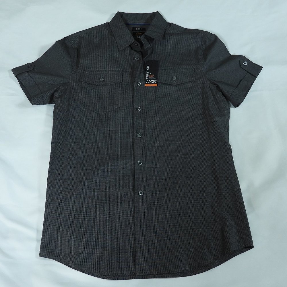 Men's APT 9 Casual Gray Button Down Slim Fit Shirt - Size Small